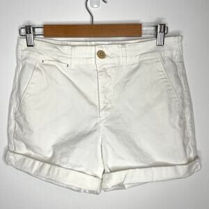 Anthropologie Chino Cuffed Shorts In White Size 29